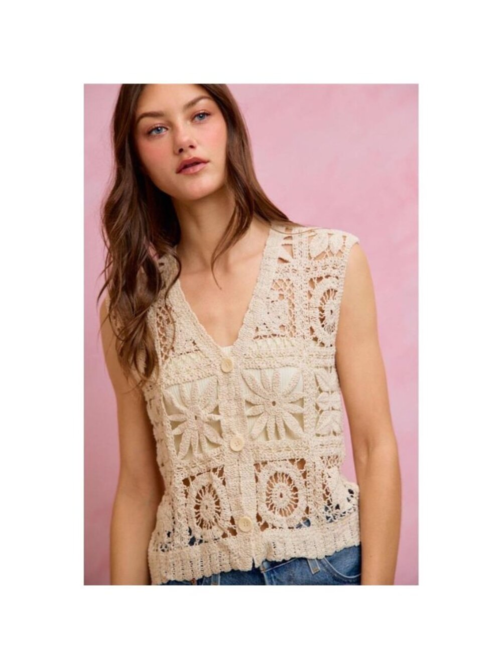 SO ME Summer Crochet Patterned Sleeveless Vest Top